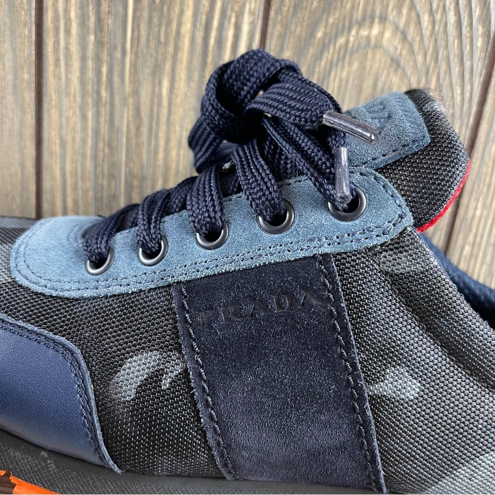 PRADA Women’s Designer Suede Nylon Camouflage Camo Sneakers Casual Shoes Sz:37.5 - Picture 6 of 16